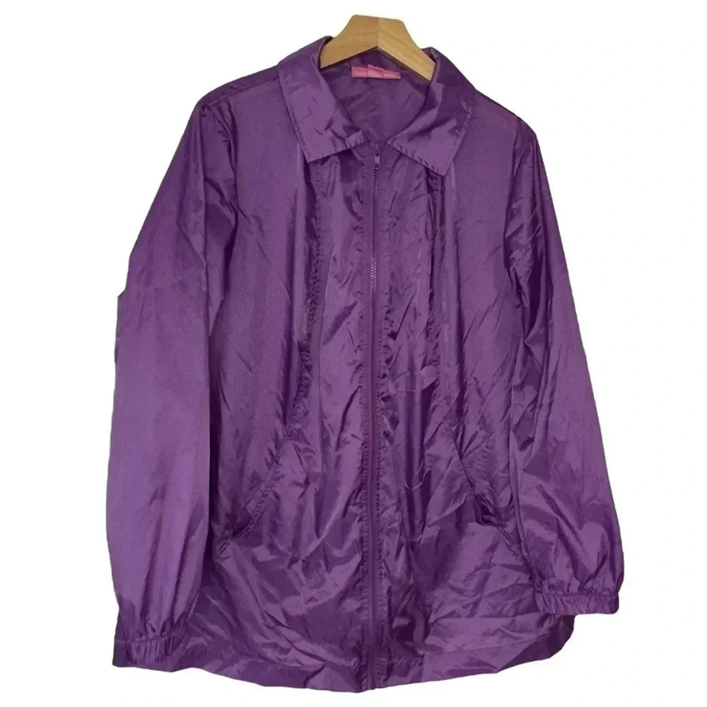 Woman within L 18/20 purple‎ lightweight windbreaker jacket